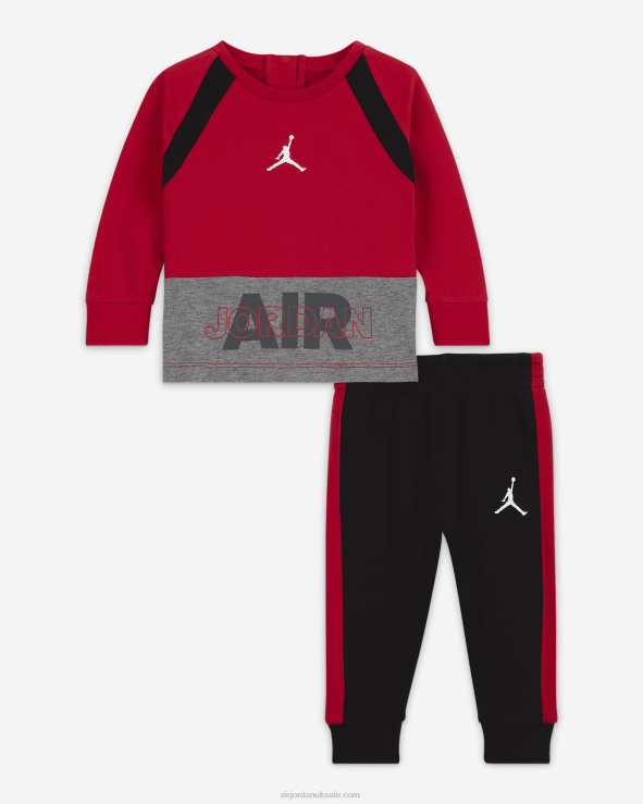 Black/Gym Red V26J41503 Jordan Baseline Raglan Crew Set Kids