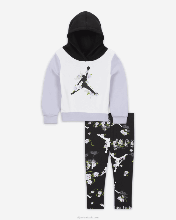 Black V26J4726 Jordan Air Garden Pullover Hoodie And Leggings Set Kids