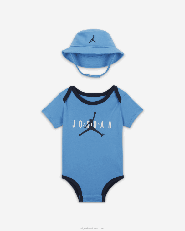 University Blue V26J4474 Jordan Jumpman Bucket Hat And Bodysuit Set Kids