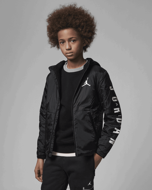 Black V26J41582 Air Jordan Winterized Therma Full-Zip Hoodie Kids