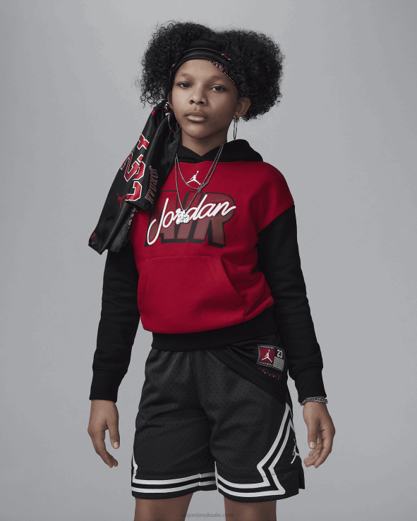 Gym Red V26J4991 Jordan Blocked Air-Ress Pullover Hoodie Kids