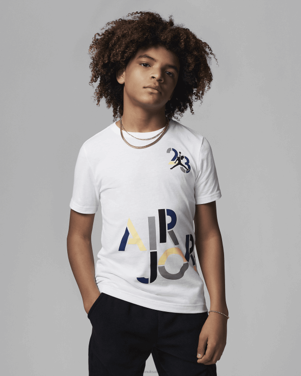 White V26J4581 Air Jordan Wrap Attack Tee Kids