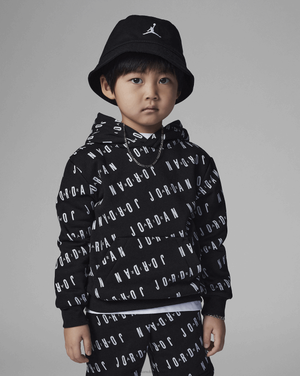 Black V26J41013 Jordan Essentials Printed Pullover Hoodie Kids