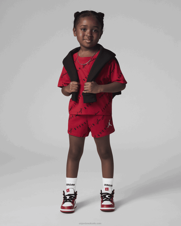 Gym Red V26J4429 Jordan Essentials Printed Shorts Set Kids