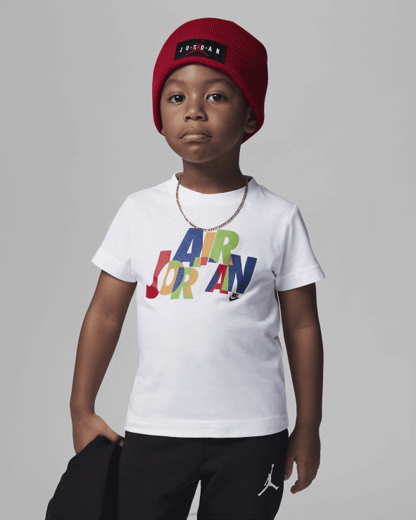 White V26J41466 Jordan Messy Room Stack Print Tee Kids