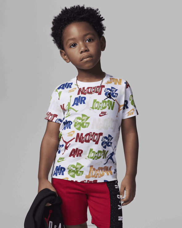 White V26J4593 Jordan Messy Room Printed Tee Kids