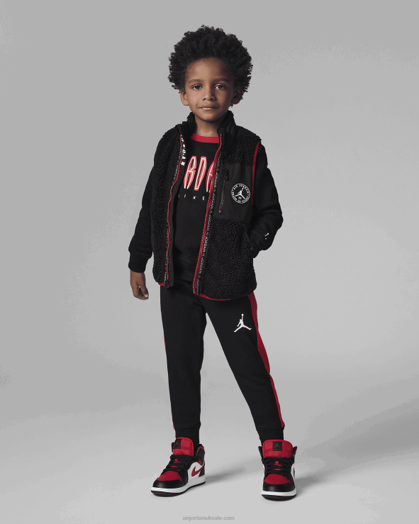 Black V26J41066 Jordan Mj Mvp Statement Fleece Set Kids