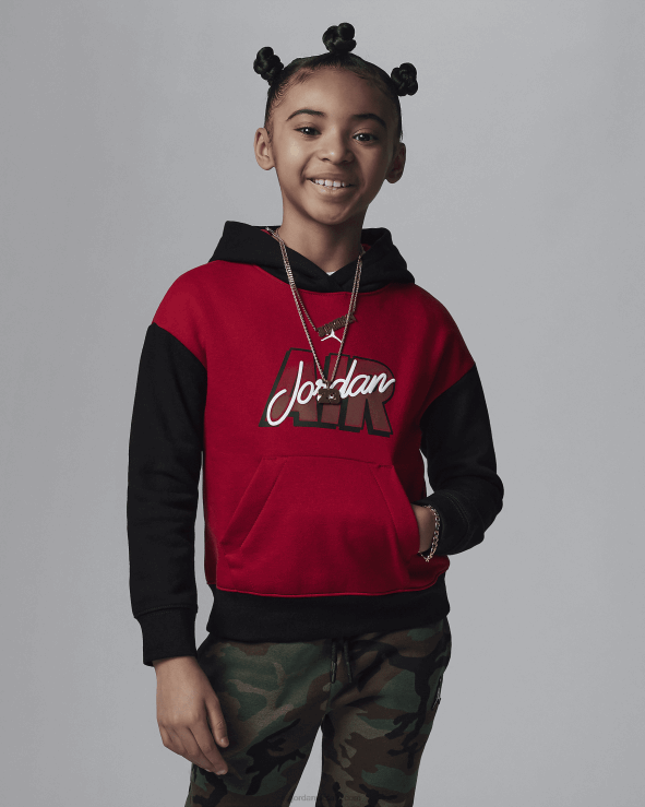 Gym Red V26J4678 Jordan Blocked Air-Ress Pullover Hoodie Kids