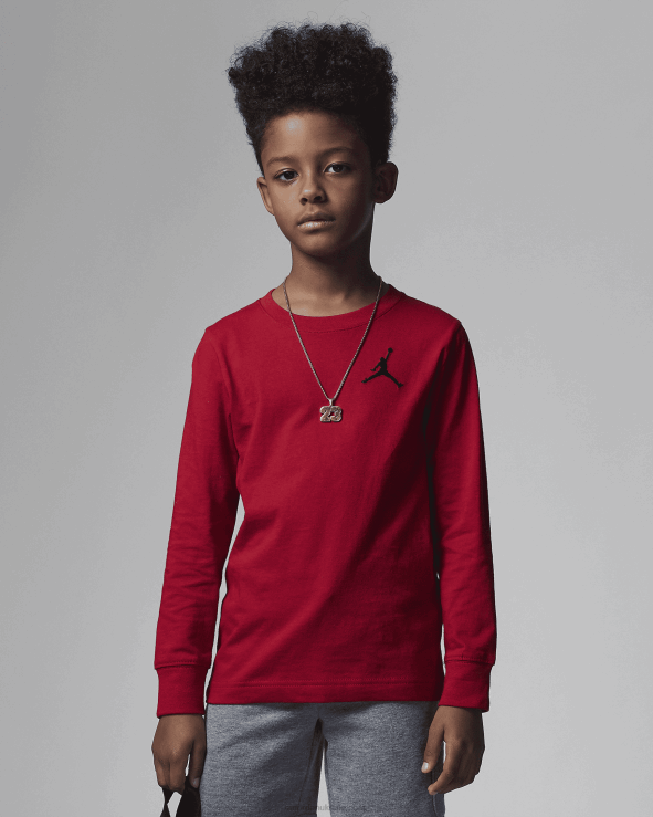 Gym Red V26J4909 Jordan Jumpman Air Embroidered Long Sleeve Tee Kids