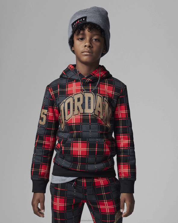 Obsidian V26J4782 Brooklyn Fleece Plaid Pullover Hoodie Kids Air Jordan