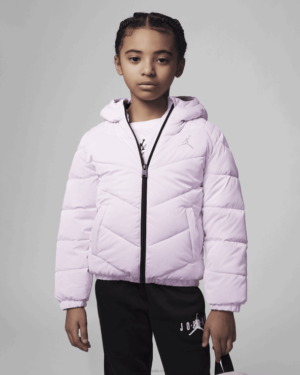 Pink Foam V26J4997 Jordan Shiny Chevron Quilting Jacket Kids