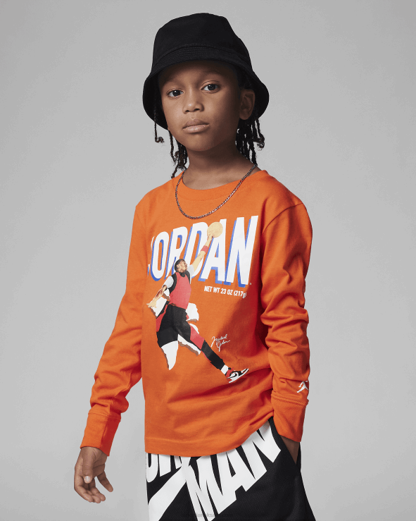 Rush Orange V26J41664 Jordan Mvp Breakout Long Sleeve Tee Kids