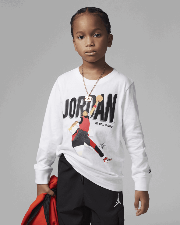 White V26J41663 Jordan Mvp Breakout Long Sleeve Tee Kids