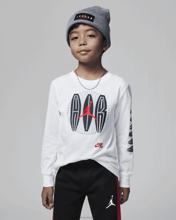 White V26J4571 Jordan Mj Mvp Air Burst Long Sleeve Tee Kids