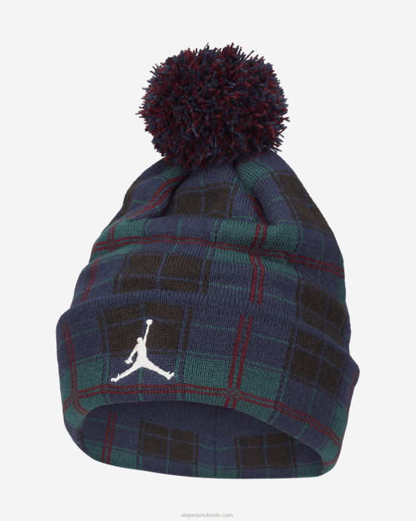 V26J41561 Jordan Plaid Pom Beanie Kids