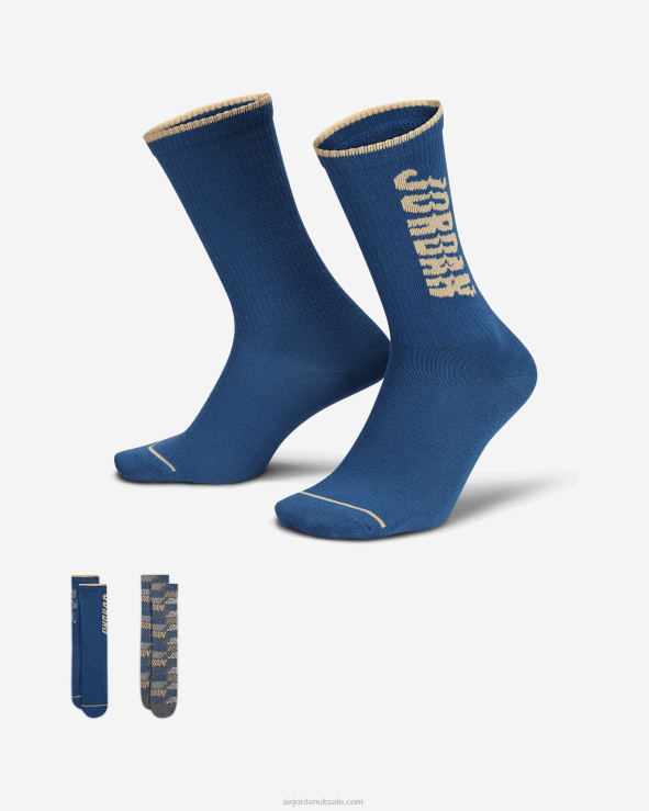 True Blue V26J4974 Jordan Dri-Fit Vibes Crew Socks (2-Pack) Kids