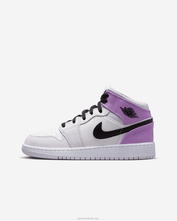 Barely Grape/White/Rush Fuchsia/Black V26J4267 Air Jordan 1 Mid Kids