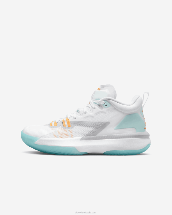 White/Laser Orange/Dynamic Turquoise/Black V26J4760 Zion 1 Kids Air Jordan