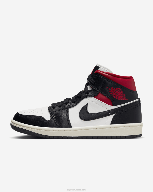 Black/Sail/Gym Red V26J4142 Air Jordan 1 Mid Women